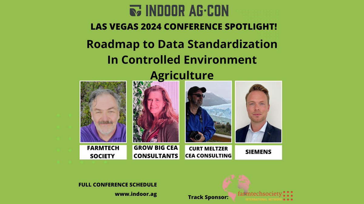Join us at #IndoorAgCon2024 as leaders from @SocietyFarm, Grow Big CEA Advisors, Curt Meltzer CEA Consulting & @Siemens delve into the intricacies of establishing data standards, fostering collaboration & and unlocking the full potential of CEA. ow.ly/yoJW50QxHiX