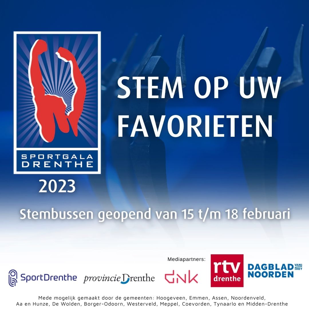 🎉| Op 4 maart 2024 is het Sportgala Drenthe in De Nieuwe Kolk in Assen. Vanaf volgende week staan alle genomineerden op de website. Stemmen kan van 15 tot en met 18 februari op sportgaladrenthe.nl.

Meer informatie 👇
sportgaladrenthe.nl/stembussen-spo…

#sportgaladrenthe