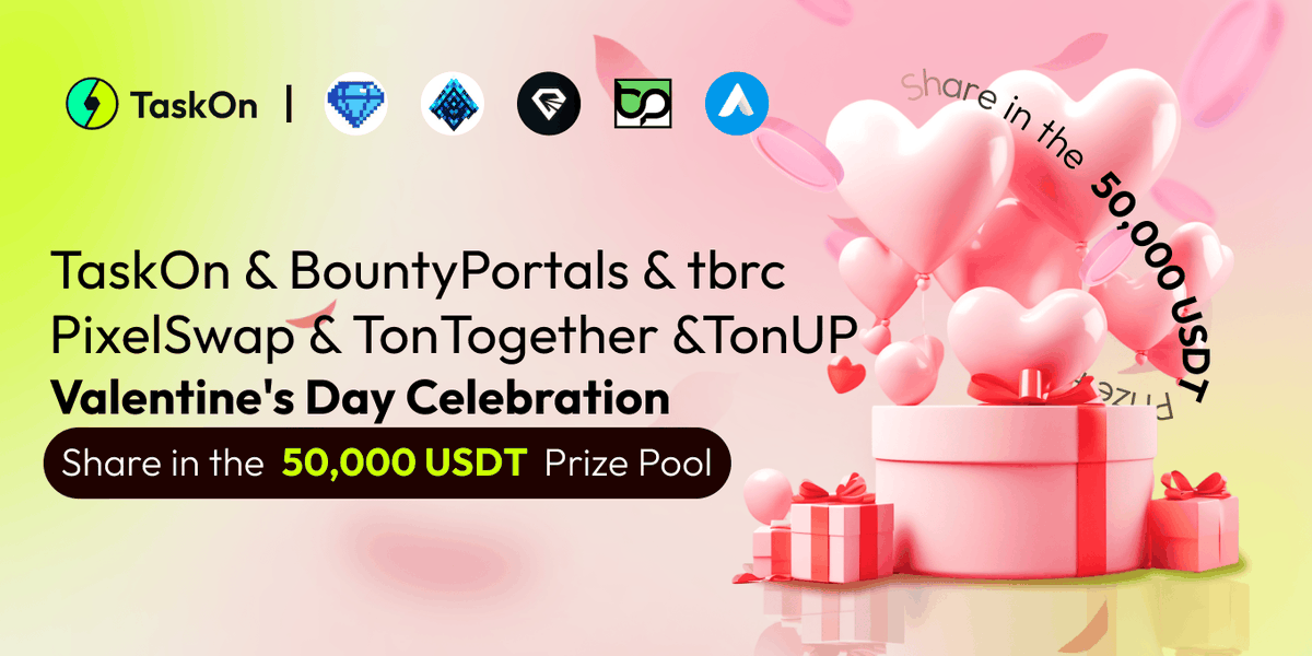💘 MONTH OF LOVE #GIVEAWAY!

💸  <a href="/bountyportals/">BountyPortals | Crypto Marketing Agency</a> is joining #TaskOn #ValentinesDay Epic for a big giveaway of $50,000 to make your day extra special! ⬇️Act Now
rewards.taskon.xyz/campaign/detai…

💗Cupid might just pick you as a winner! 💎Claim more points to unlock the epic rewards!