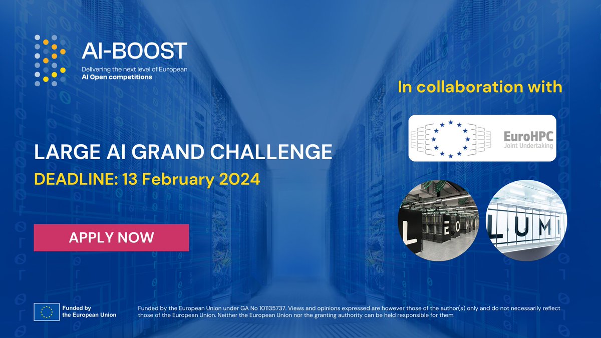 LUMIhpc's tweet photo. 𝗟𝗔𝗥𝗚𝗘 𝗔𝗜 𝗚𝗥𝗔𝗡𝗗 𝗖𝗛𝗔𝗟𝗟𝗘𝗡𝗚𝗘 is still open!
📆 Deadline: 13.2 17:00 CET
🏆Don't miss out on this opportunity to win €€€'s and allocation for #GPU hours! 👉https://t.co/myDYIBmWuQ
@aiboost_project #LLMs #FoundationalModels
#ArtificialIntelligence #Innovation https://t.co/NxQeSUdlvm