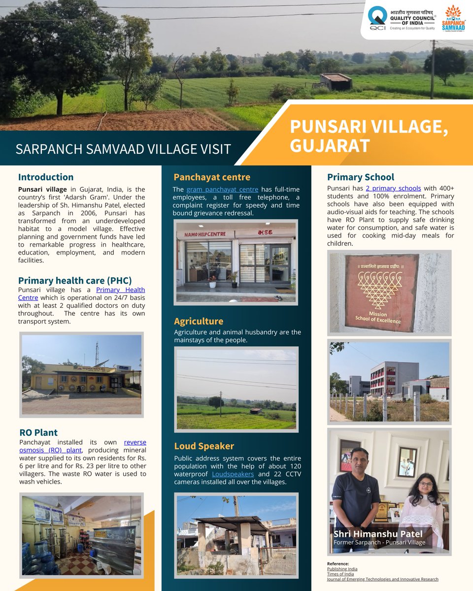 Sarpanch Samvaad visit to Punsari Village at Gujarat.
@QualityCouncil @himanshupunsari
#SarpanchSamvaad #qualitycouncilofindia #ruraldevelopment #PunsariVillage #gujarat #villagevisit #ViksitBharat2047
