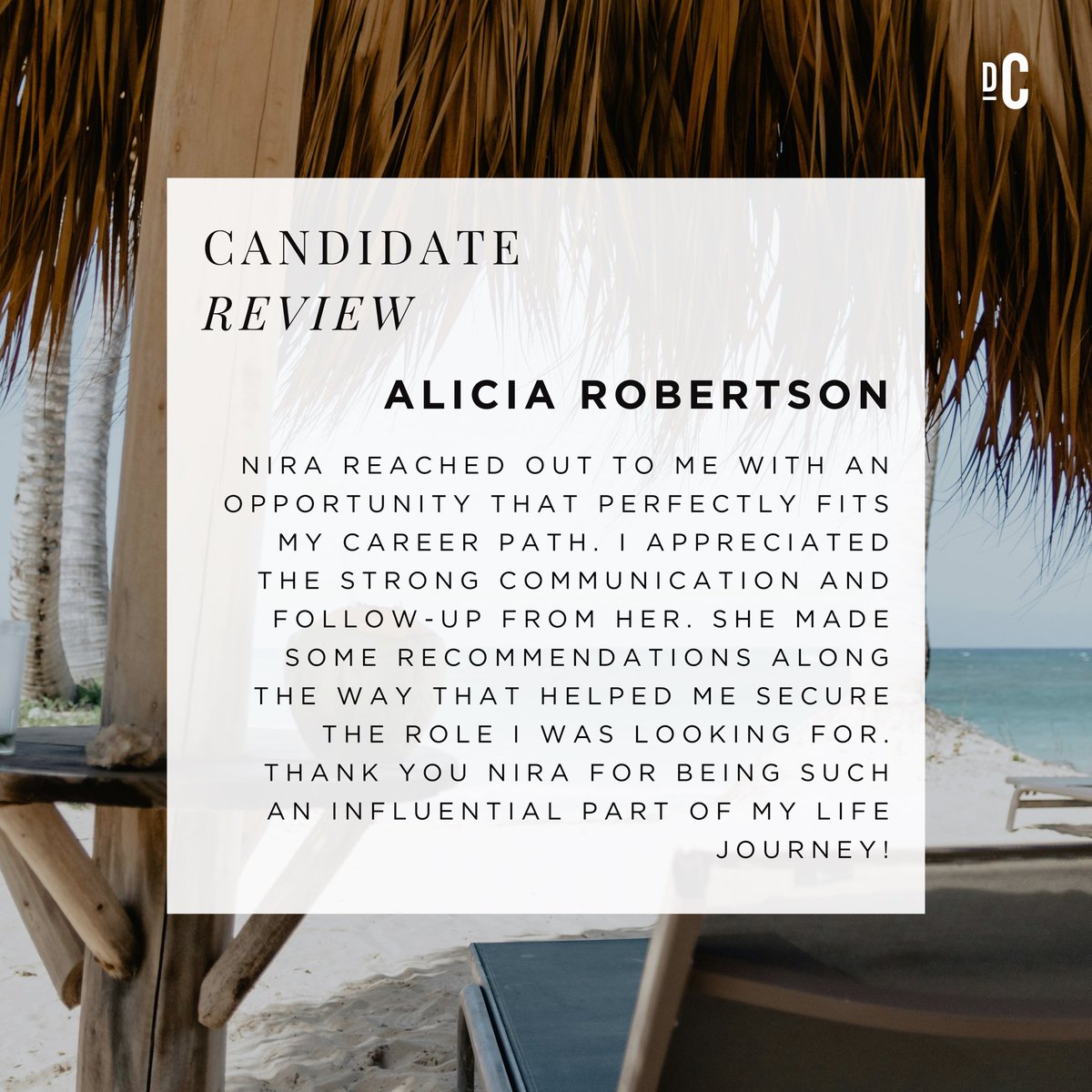 We love hearing feedback like this, in which our recruiters are complimented for their outstanding work. Thank you, Alicia, for giving this excellent comment regarding your experience with Nira, our hospitality recruitment specialist.

#recruiter #recruitmentspecialist #recruite