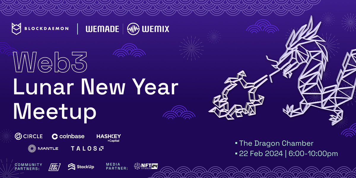 AWAJ_official's tweet photo. AWAJ will be attending the🐉Web3 Lunar New Year Meetup by @BlockdaemonHQ and @WemixNetwork in Singapore! 
@nftstudio24 as partner!
Pres. Hinza Asif with AWAJ members will be there! 
🗓️Feb 22, 2024 
RSVP: https://t.co/w4EvvgF45p
It's the Year of Dragon!🐉
See you in Singapore! https://t.co/Q29U8oZdAg