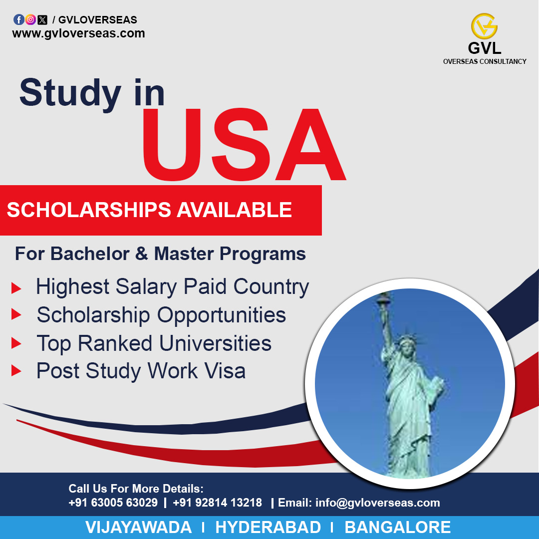 Study in USA #usa #studyinusa #scholarshipsavailable #highestsalarypaidcountry #toprankeduniversities #poststudyworkvisa #gvl #gvloverseas #gvloverseasservices #gvloverseaseducation