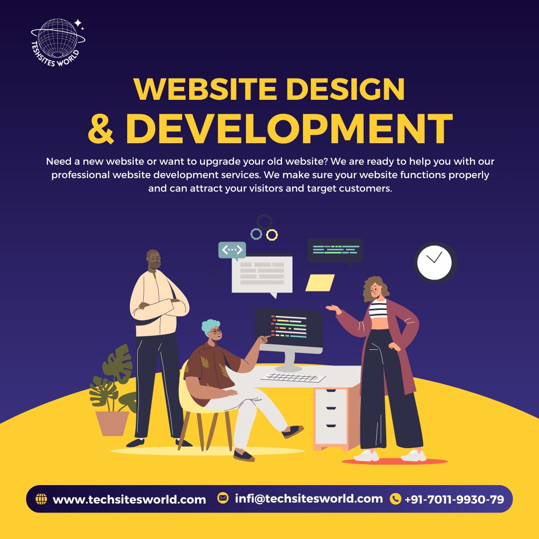 Techsiteworld1's tweet image. #Webdesign  involves creating the visual appearance and layout of websites. It encompasses various elements, including graphic design, user interface (UI) design, user experience (UX) design, and front-end development.
Visit now: techsitesworld.com/web-design/
Call us: +91-7011-9930-79