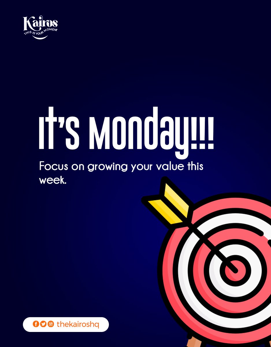 Thekairoshq's tweet photo. Happy Monday People!

This week, focus on growing your value this week!

Cheers to an amazing week 🥂

#thekairoshq https://t.co/0TwletZIAp