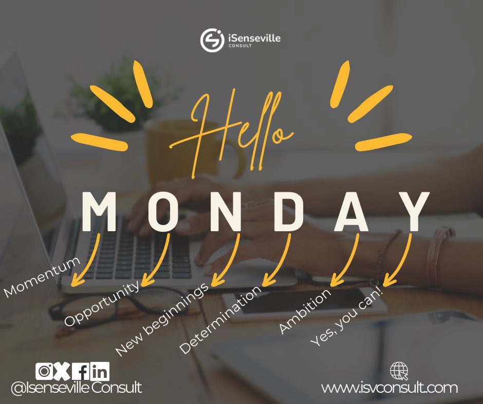 isvconsult's tweet photo. Hey, I know it's Monday. But it's also a new day and a new week. In that lies an opportunity for something special to happen.
#newweek #newweekmotivation #monday #mondaymotivation #isvc https://t.co/JnzM375fJJ