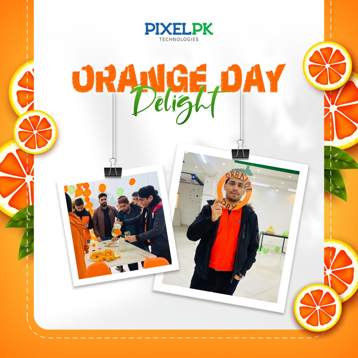 Pixelpk2's tweet photo. Not just any ordinary day, it felt like a mix of 𝐊𝐞𝐞𝐧𝐮🍊, 𝐌𝐚𝐥𝐭𝐚🍊, 𝐚𝐧𝐝 𝐅𝐫𝐮𝐢𝐭𝐞𝐫 𝐃𝐚𝐲🍊 in our office!

#pixelpk #orangeday #oranges #funatwork #teamcelebration #itcompany #companyculture #companygrowth https://t.co/J7m3nnyH8G
