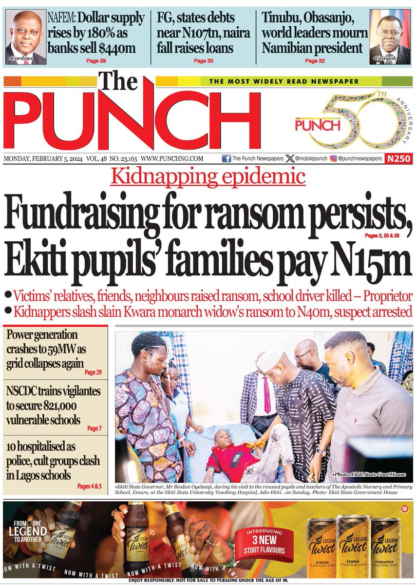 la_vench's tweet photo. National News Headlines today
Follow @la_vench for daily news Update
(#Tinubu #ForeignExchange #DutyFee Protest. #KidnapVictim #Ekiti #IbadanExplosion #Cancer #GRAMMYs #HealthCareWorkers #Kidnapping #AbujaTwitterCommunity #Nigeria #Nigerians Accidentally. Afrobeats Davido) https://t.co/AznuWJ9mPS