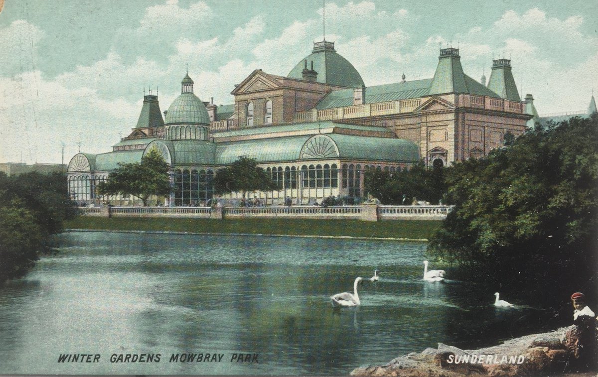 This week's research is brought to me by the letter S:  Stockport, Sussex and Sunderland! 
Lovely postcard view of the Winter Gardens, Mowbray Park. And take a look in the bottom right-hand corner...looking right back at you...
#HouseHistory #BusinessHistory #LocalHistory