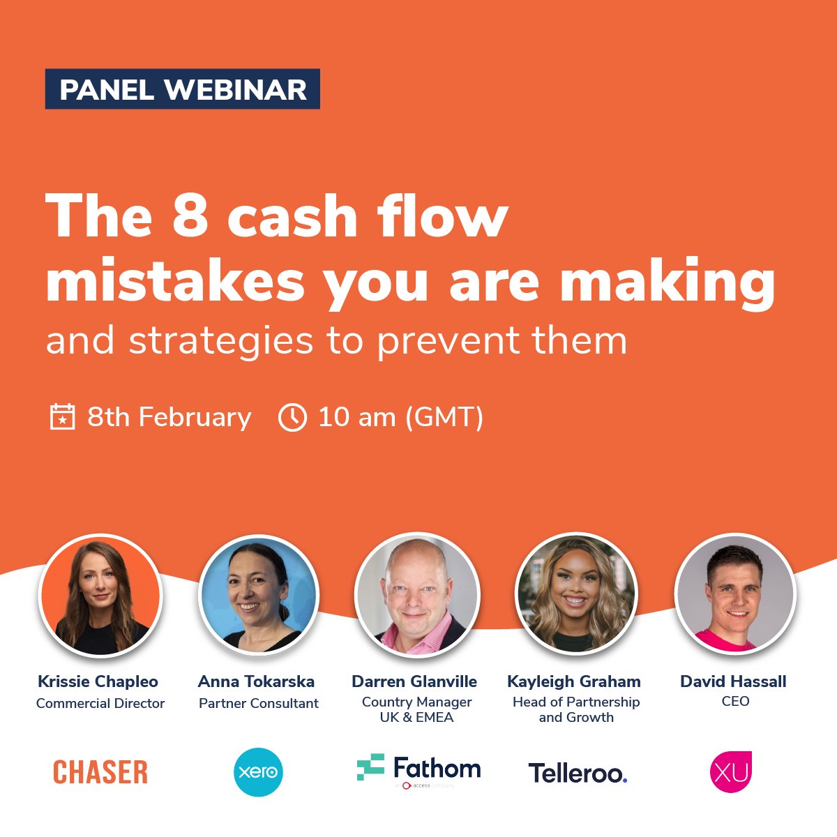 chaser_hq's tweet photo. 🔥 Calling all finance professionals🔥 Are there mistakes in your cash flow management that are holding your business back? 📉
Join a panel of cash flow experts from Chaser, @Xero, @fathomhq, @Telleroo and @xumagazine, on 8th February to prevent this. 
https://t.co/wnqYwaZdAI https://t.co/u5twYDPF2D