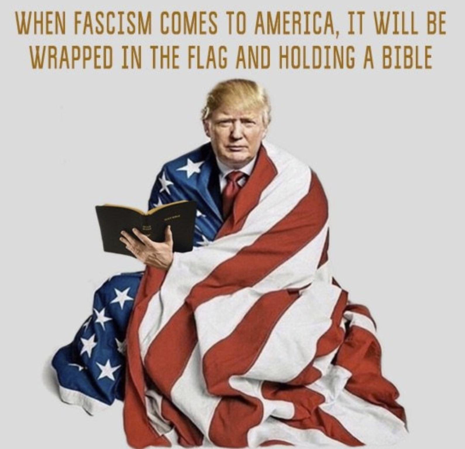 Robyn Ochs 💖💜💙 on X: ""When fascism comes to America, it will be wrapped  in the flag and holding a bible." -Generally attributed to Sinclair Lewis  The only thing I would change