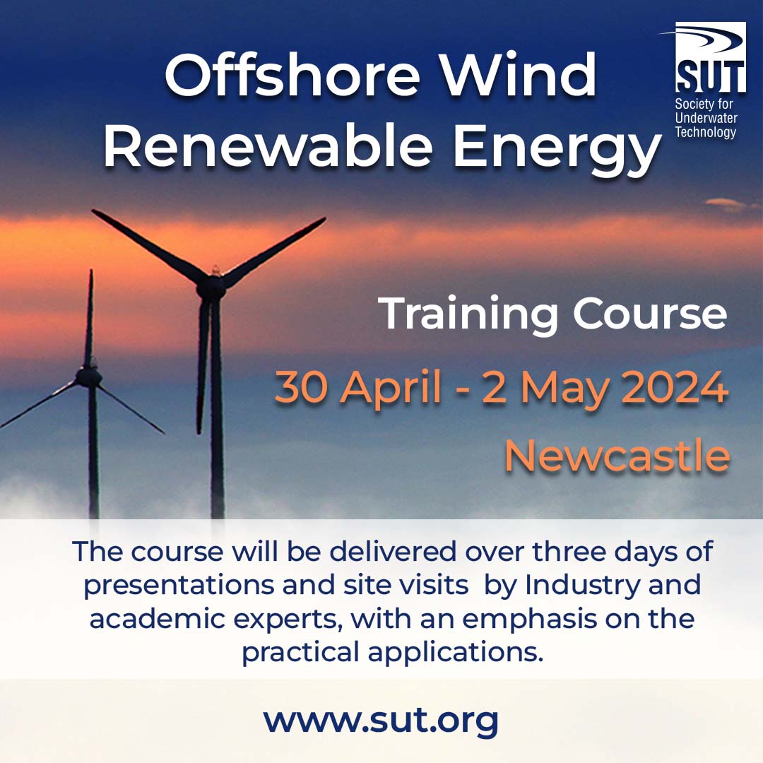 Our 3-day in-person Offshore Wind Renewable Energy training course is back and open for registration! 📅 30 April - 2 May 2024 📍 Newcastle 🎟 Book your place now at sut.org/event/newcastl… #offshorewind #renewableenergy #trainingcourse #underwatertechnology #windenergy