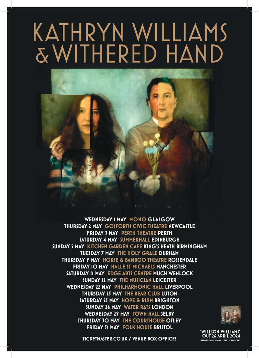 Delighted to announce a tour with @kathwilliamsuk this May, taking us around England and Scotland in support of our collaborative LP ' Willson Williams' - due out on @olirecords in April. Pre-orders/tickets: linktr.ee/willson_willia…