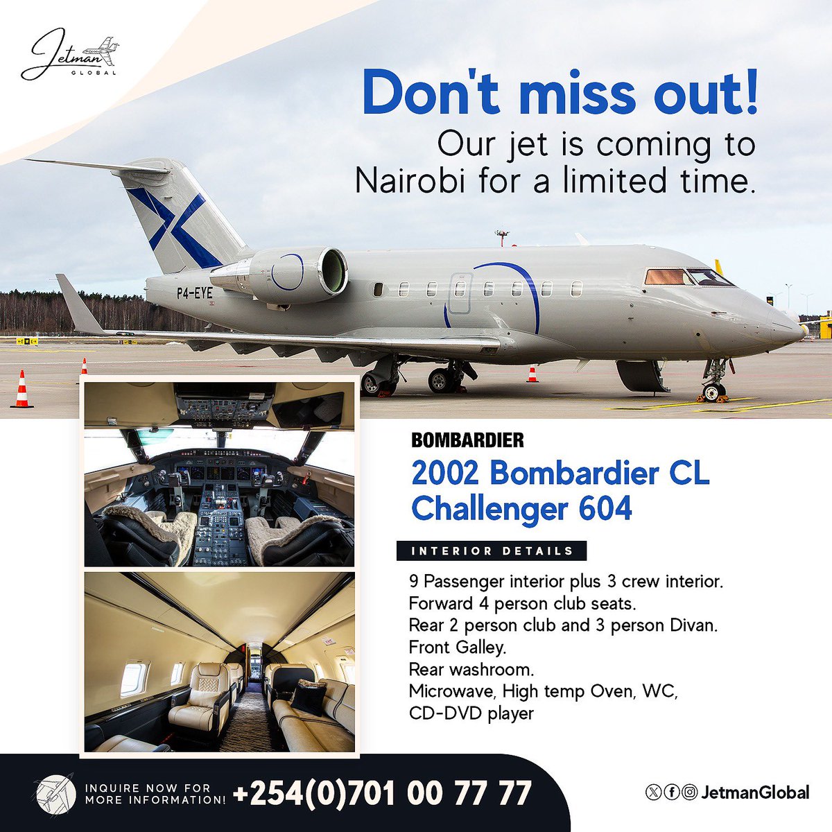 You could be our next  <a href="/jetmanglobal/">Jetmanglobal</a>  buyer, We will position this jet in Nairobi later this week for demo.
Specs include recently OVERHAULED engines, interior &amp; Airframe , Next 48 month check is due in 2026. Aircraft is maintained in Europe and in EXCELLENT condition.