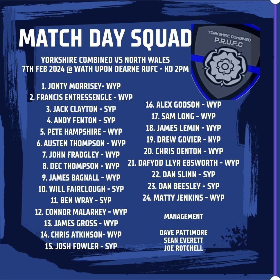 YCPRUFC's tweet image. IT'S HERE!

Our squad to face North Wales in the next round of the PSUK Shield on Wednesday.

Get down and support the lads!