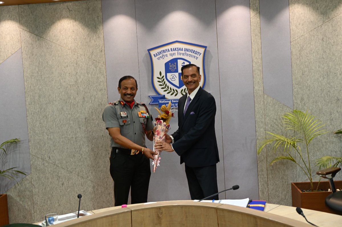 official_dgar's tweet photo. An MoU was signed today between Rashtriya Raksha University(RRU) & #AssamRifles in Ahmedabad, Gujarat. The MoU was signed by Dr. Bimal N Patel, Vice Chancellor, RRU on behalf of RRU and Lt Gen PC Nair, PVSM, AVSM, YSM, PhD, Director General Assam Rifles signed it on behalf of Assam Rifles. The MoU will accredit the academic & training programme of Assam Rifles and provide certification to various courses. This will facilitate training in undertaking studies, dissertation, doctoral research as per university guidelines and encourage joint research initiatives, faculty exchange and collaborative projects that will benefit both the entities.
@HMOIndia @adgpi @PIBHomeAffairs @RakshaUni