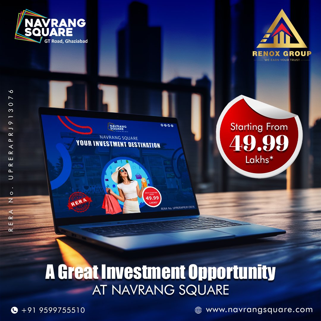 opt for Navrang Square to secure the finest offer on your commercial real estate investment. Unlock unparalleled opportunities and confidently safeguard your prime investment with a guarantee of excellence and success.

#navrangsquaremall #HeartOfGhaziabad #renoxgroup
