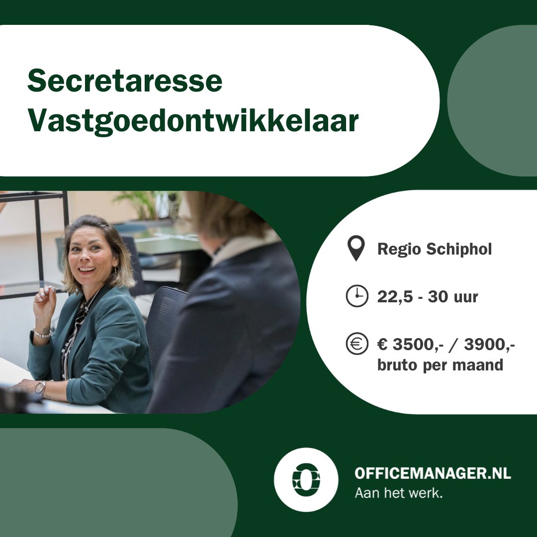 Zoek jij een uitdagende rol als secretaresse in de vastgoedwereld en wil je aan het werk met prachtig uitzicht op Schiphol?  Bekijk dan deze vacature! ⬇️

ow.ly/Go0150QxP66

 #vacature #secretaresse #Schiphol #vastgoed #jobs