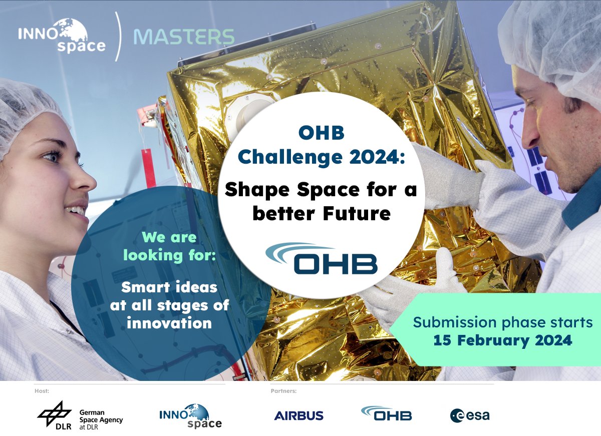 Have a look at the @OHB_SE Challenge 2024. Winners receive tailored support from OHB experts for their project, concrete cooperation opportunities with OHB Group members in 🇪🇺 as well as access to OHB Venture Capital pitching. Check out the details 📣 lmy.de/hnAr