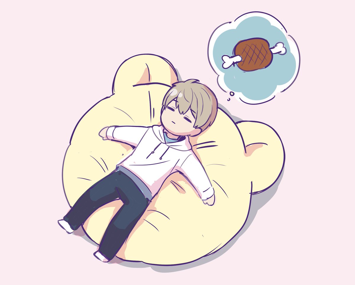 「これは人をダメにするクッションで駄目になっているセイヤ 」|REIのイラスト