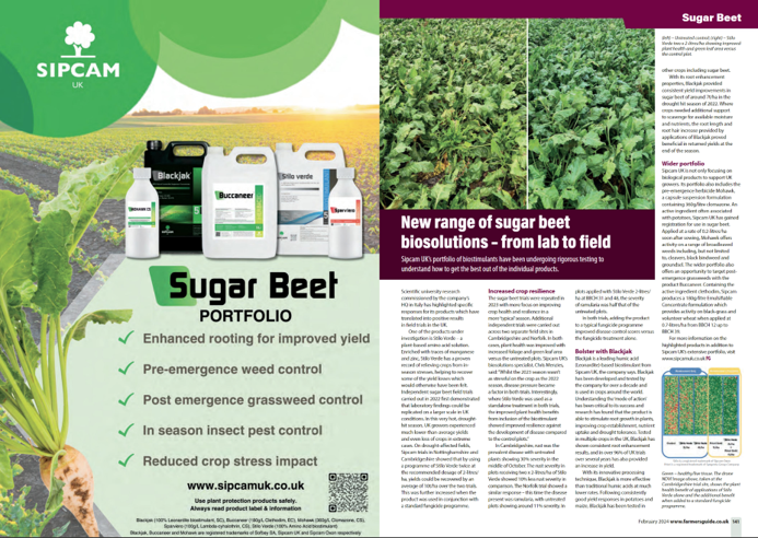 Did you see our exciting Amino Acid biostimulant feature in @farmersguide recently? Page 141 highlights how Stilo Verde and our wider portfolio are helping to support #sugarbeet crops.

Further info available at sipcamuk.co.uk
#stiloverde #blackjak #sipcamuk