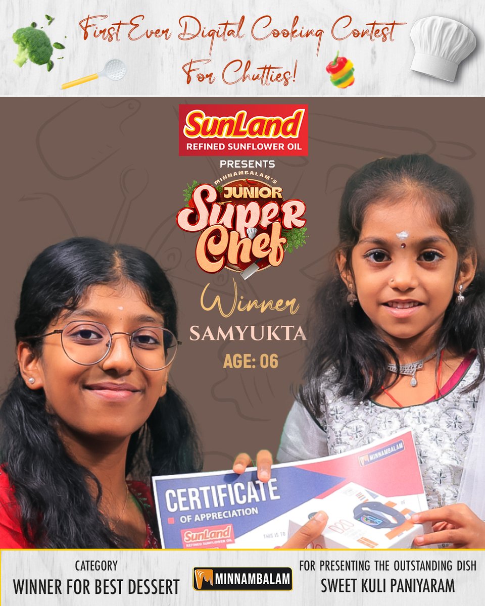 🌟 Flavorful Victory Unleashed! 🏆 Introducing Minnambalam's Junior Super Chef Champion - Where Young Taste-Masters Take the Crown! 👩‍🍳👨‍🍳

#Minnambalamplus #JuniorSuperChef #CulinaryJourney #juniorchef #chefcompetition #competition #sunland