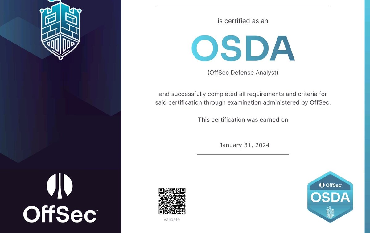 m3sm4r's tweet image. i am happy to announce that i get #osda certificate from offensive security @offsectraining 
it was a great journey👍🏼