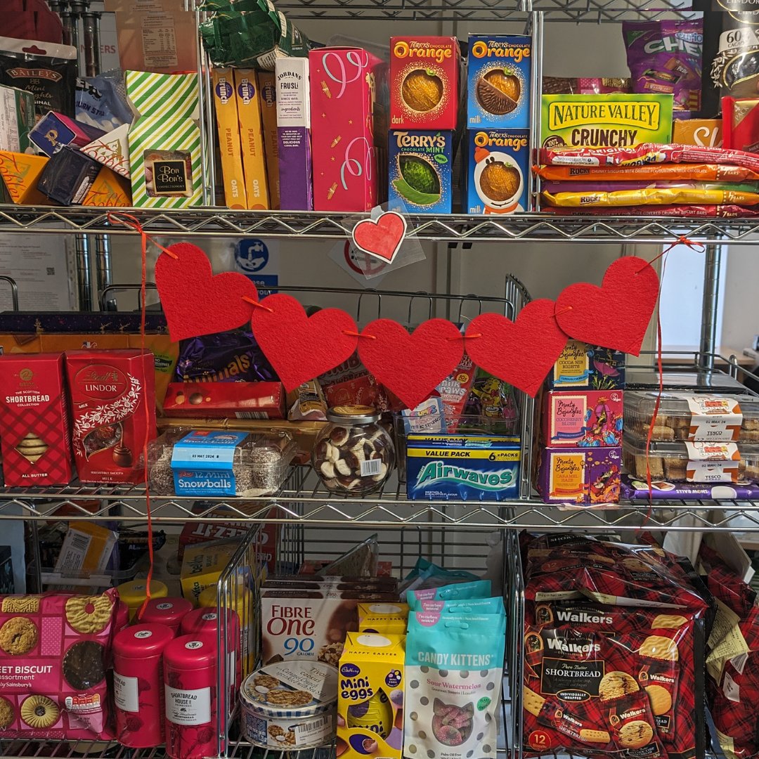 The sweet treat section of the pantry has been receiving extra love & attention this week in preparation for Valentine's Day. If our members are looking for a gift for a special someone, pop in and see what's on our shelves. #coss #BroomhousePantry #EdinburghPoverty #OneStopShop