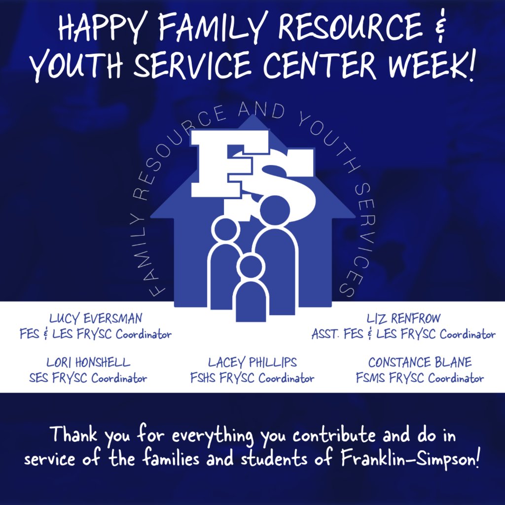 FS_Schools's tweet photo. It’s FRYSC Week! 🌟 Let’s recognize the invaluable role our Family Resource & Youth Service Centers and coordinators play in providing resources, assistance, and support to our students and families. Thank you for all you do! #FRYSC #FSWildcats #1FS https://t.co/omw0agqpUk