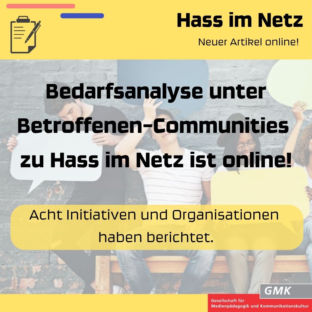 Acht Initiativen und Organisationen haben uns in Interviews von ihren Erfahrungen und den Auswirkungen zu Hass im Netz berichtet.

Wir wollten wissen: Was ist zu tun, welche Rolle spielen dabei Bildung, Medienpädagogik und die Gesellschaft als Ganzes?

📝 hass-im-netz.gmk-net.de/bedarfsanalyse…