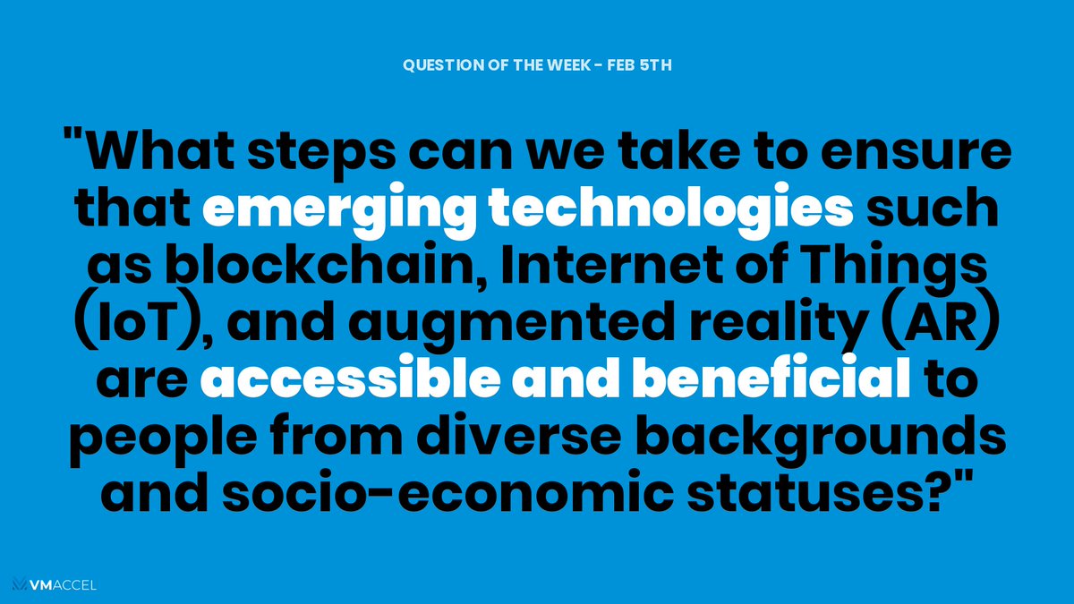 Let's spark a conversation on inclusivity in tech! 🌐💡 

How can we democratize the future and make sure technologies like blockchain and AR are beneficial to all? 

Share your thoughts on our Question of the Week! 

#InclusiveTech #EmergingTech #AI #Cloud