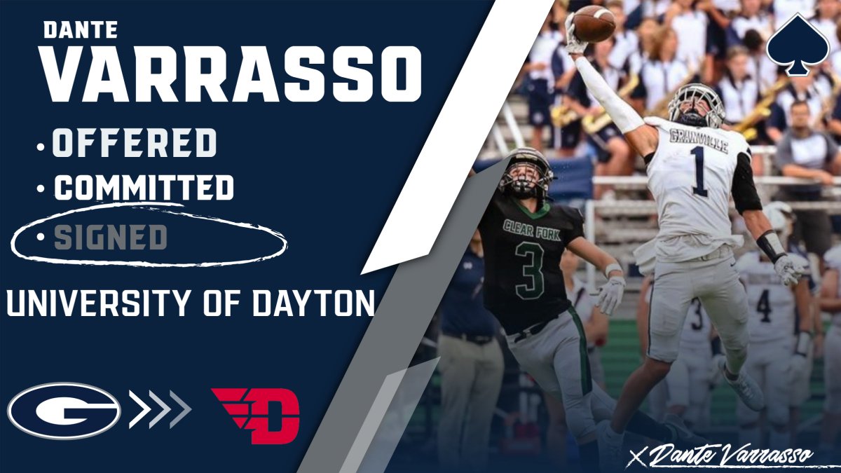 National Signing Day | 🖋️
Tuesday February 6, 2024
3PM | GHS Gymnasium

Football  | 🏈
Dante Varrasso- University of Dayton
#BlueAces♠️