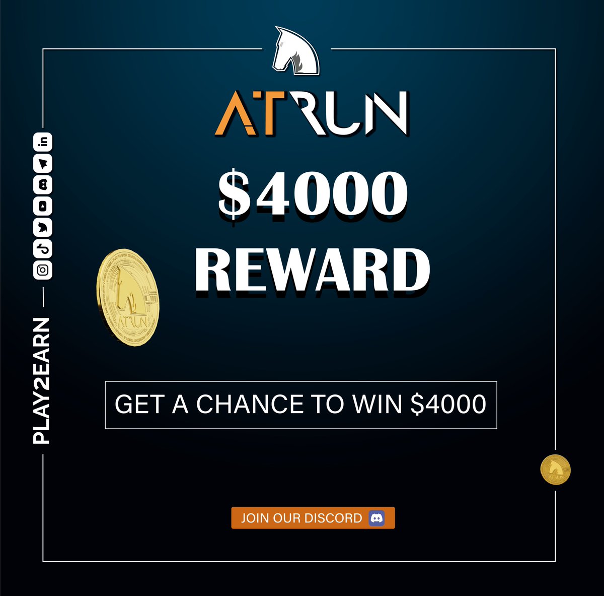 Atrun_game's tweet photo. Join ATRUN now and earn $4,000! 🎉

What to do⁉️
1️⃣ Join our Discord: https://t.co/RP1XPxJWLT
2️⃣Chat to level up.6
3️⃣ Congratulations! You are now eligible to be among the top 40 people.

#NFTCOMMMUNITY
#WEB3GAMING #BLOCKCHAIN #AIRDROP   #EarnMoney #Crypto https://t.co/xN9DGVjqiu