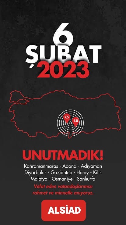 6 Şubat depreminde hayatını kaybeden tüm vatandaşlarımızı rahmet ve saygıyla anıyoruz