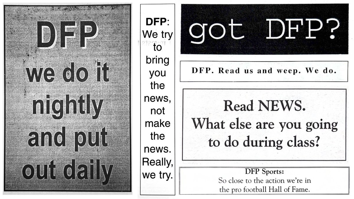 DFParchives's tweet image. Did we convince you to the read the FreeP? 
Check out these self-promo clippings from our archives!🗞️📚