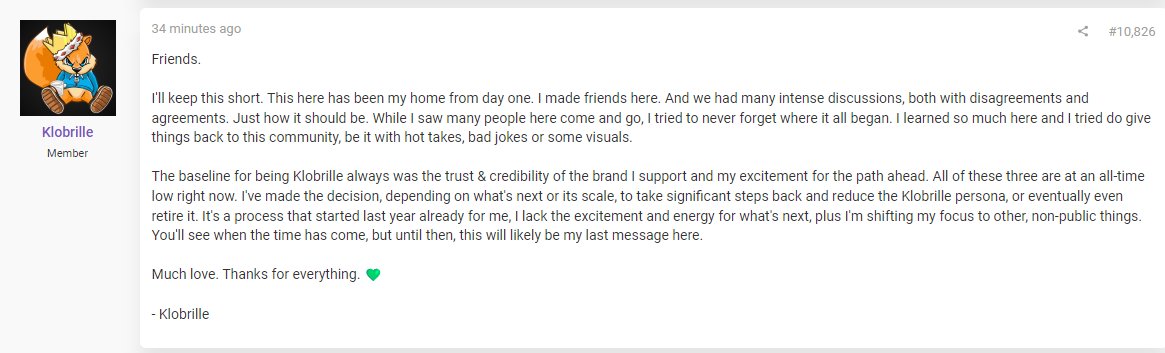 TheRedDragon's tweet photo. Another casualty of war

Klobrille announces he's likely to retire his free marketing service for a multi trillion dollar company &amp; will stop posting.  

Xbox will need new photoshop evangelists to step up 😂 Microsoft drained all his energy 

These guys were really in a cult😭 https://t.co/cCyM79ulq0