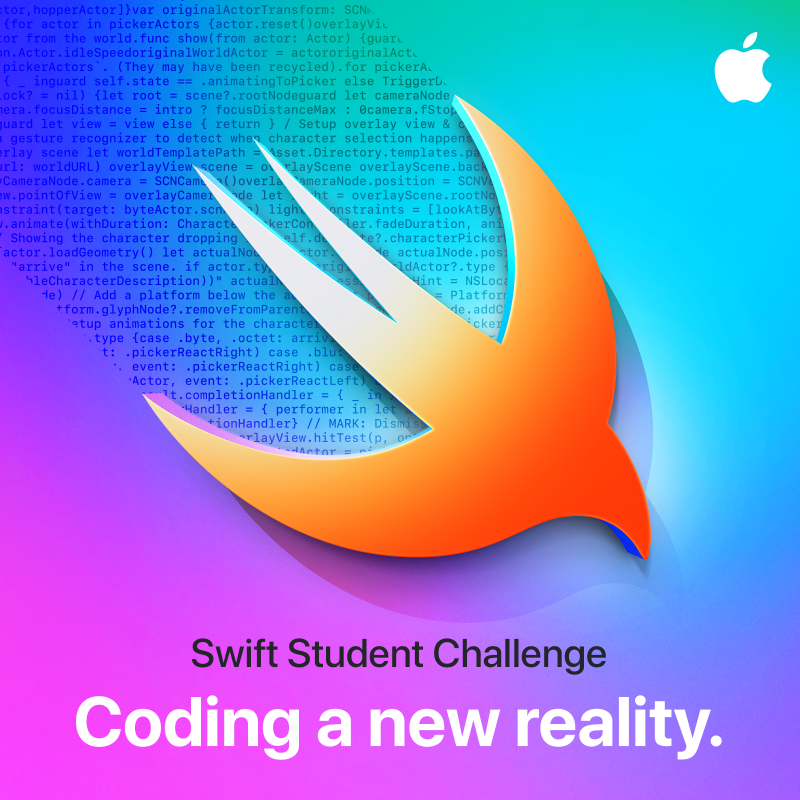 Swift Student Challenge applications are now open! 🎉 Encourage students to submit their app playgrounds by February 25. Learn more 👉 apple.co/ssc #swiftstudentchallenge