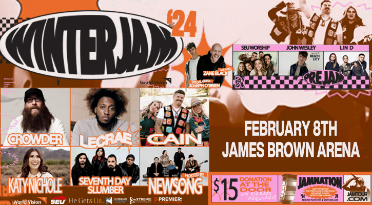 Winter Jam 2024 is THIS THURSDAY at the James Brown Arena! Don't miss CAIN, Crowder, Katy Nichole and more! Tickets are $15 at the door.