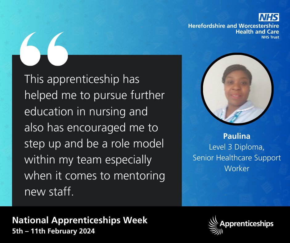 Apprenticeships are a great way to expand your career horizons and become a leader, just like Paulina has! 💙 Learn more about apprenticeships at HWHCT on our careers website: careers.hacw.nhs.uk/apprenticeships