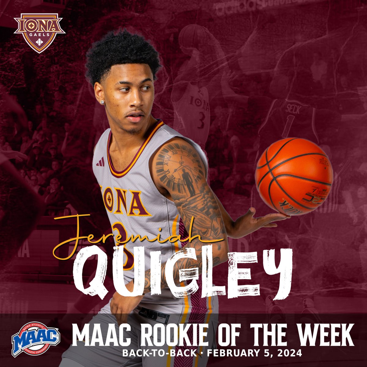 𝐆𝐀𝐄𝐋𝐒 𝐒𝐖𝐄𝐄𝐏 𝐌𝐀𝐀𝐂 𝐇𝐎𝐍𝐎𝐑𝐒!!!
Congrats to <a href="/Demani_g1/">𝐷𝑒𝑚𝑎𝑛𝑖 𝐺𝑜𝑟𝑑𝑜𝑛</a> and <a href="/jquigley_3/">Jeremiah Quigley</a> on earning Player and Rookie of the Week!

For Greg it was his first of his Iona career, for JQ it was his second straight!

𝐑𝐄𝐀𝐃 𝐌𝐎𝐑𝐄:
ionagaels.com/news/2024/2/5/…