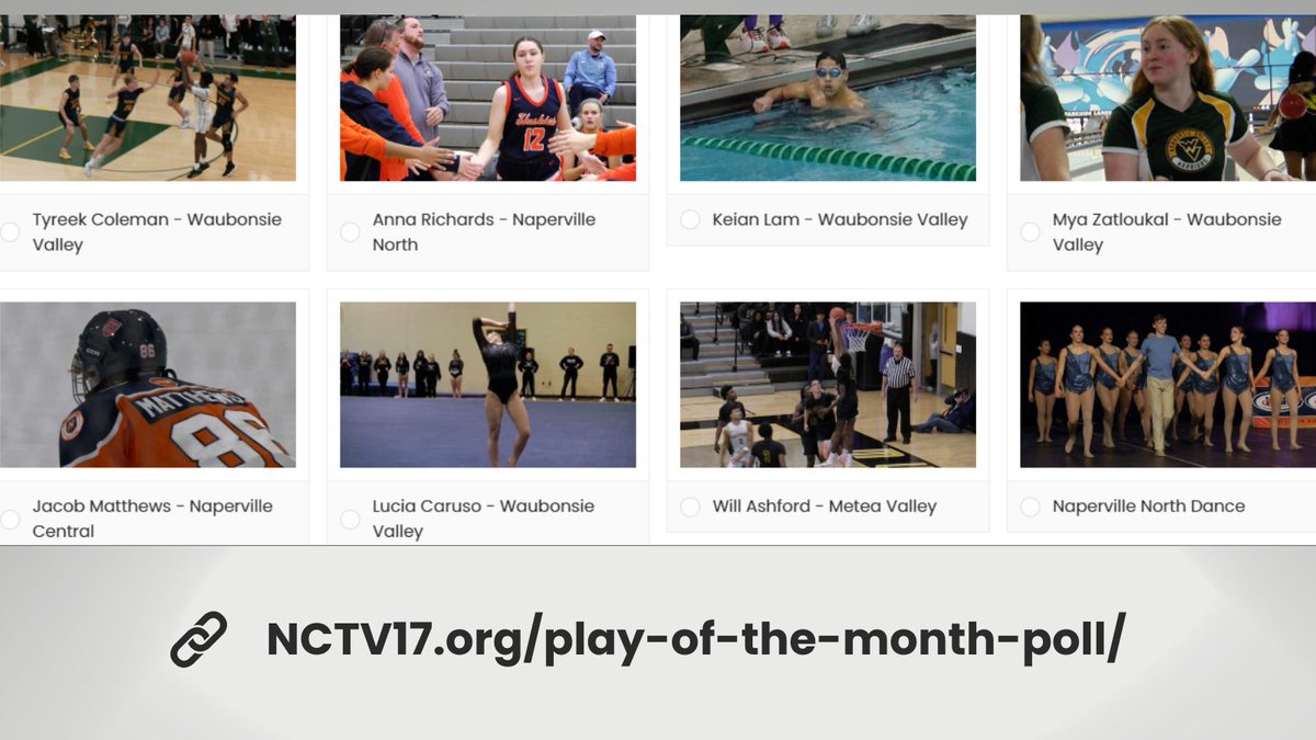 👉 To vote in this month's Naperville Sports Weekly Play of the Month, head over to NCTV17's website. 🏆

<a href="/Naperville203/">Naperville 203</a> <a href="/ipsd204/">Indian Prairie 204</a> <a href="/Insuranceil/">Trunnell Insurance Services</a>