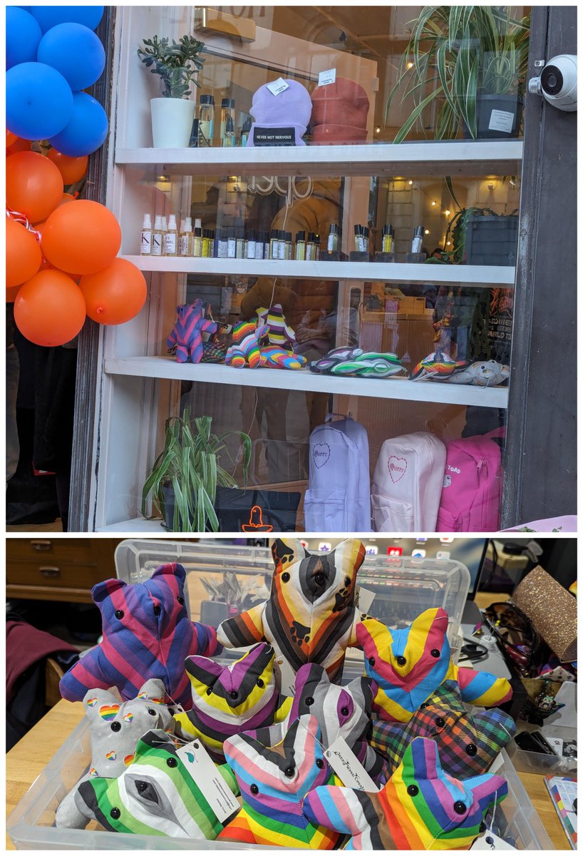 JennyWrenCreate's tweet photo. Y'all... I'm very excited to share that my adorable queer bears in stock at @thequeeremporium in #Cardiff ! 

They've just had a refit, a restock, and are open again

I do a little happy dance each time I walk past and see them hanging out in the window 😍 https://t.co/CdfU4GrzSf