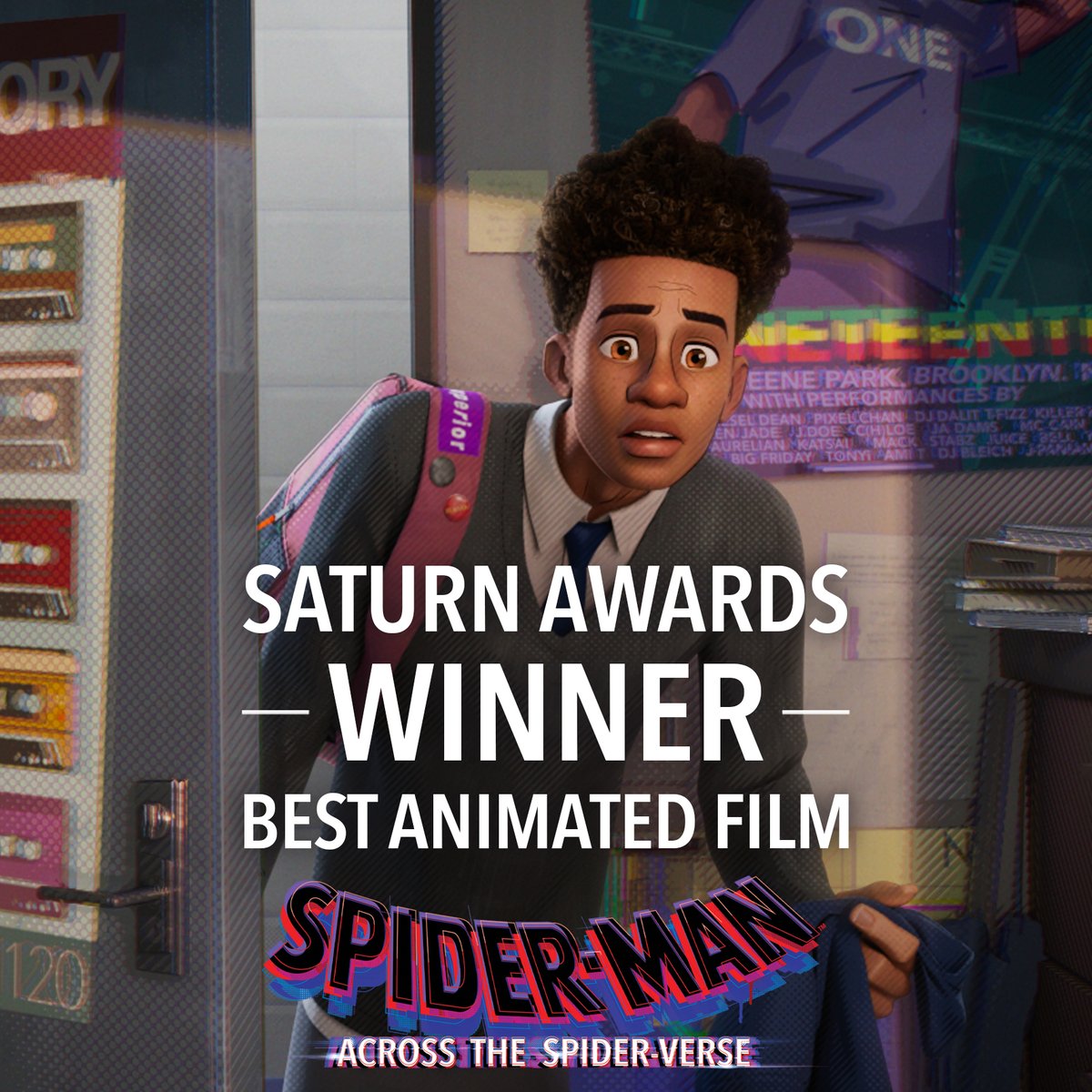Spider-Man: Across the #SpiderVerse is the #SaturnAwards winner for Best Animated Feature. 💫