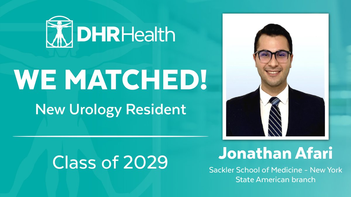 We matched! DHR Health is thrilled to announce our newest matched urology resident for the class of 2029! Congratulations Dr. Afari, we are so excited for you to join our urology family this July. #auamatch2024 #urology #uromatch