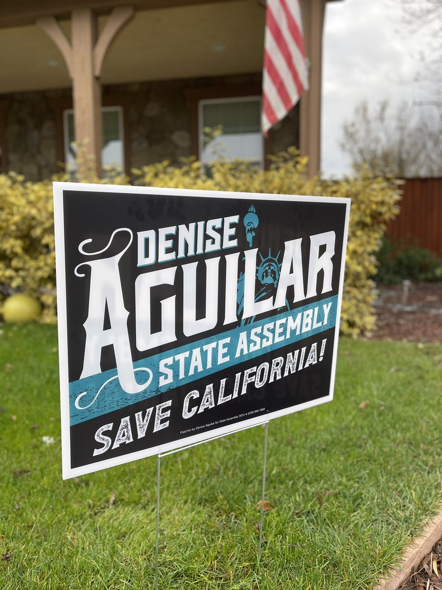 I had the pleasure of meeting some wonderful people who are in the fight to #SaveCalifornia Denis Aguilar @InformedMama209 is running for a #CaliforniaBattleGround seat in #SanJoaquinCounty District 13. #Stockton #MountainHouse #Tracy #Lathrop 
Sign is up! Denise4assembly13.com