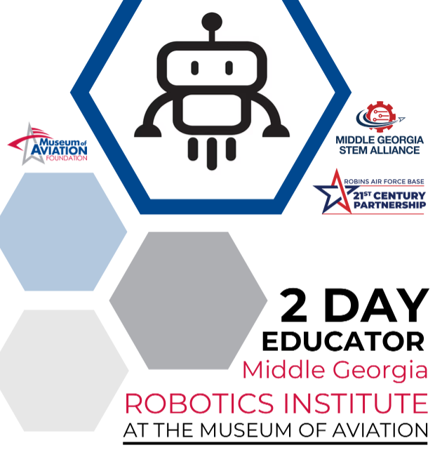 drmichelledavis's tweet photo. For teachers in the Middle Georgia Area, a 2 Day Robotics Institute for educators will be held at the Museum of Aviation in June. See the images for more details!  
#STEMeducation #Robotics @21stCPMiddleGA 
#MuseumofAviation https://t.co/agEBvyC86v