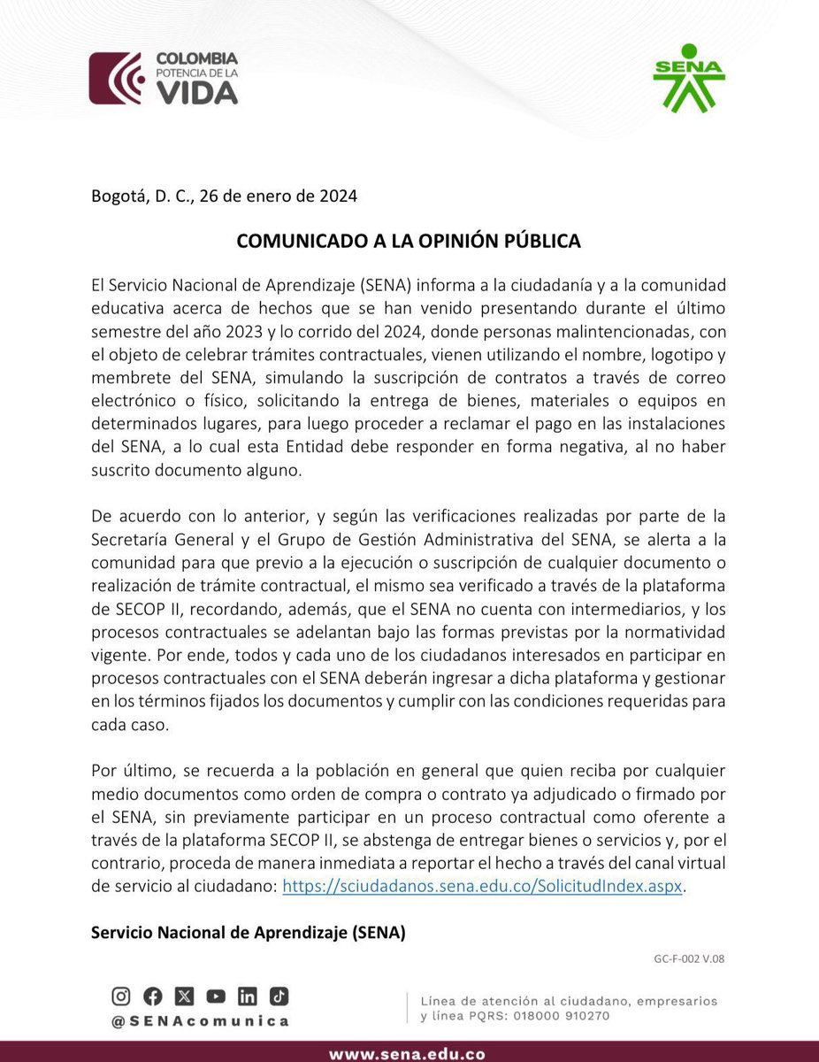 SENAComunica's tweet photo. ¡Atención! 📣

#ComunicadoDePrensa
#PlanAnticorrupción https://t.co/7CXfFA4U9n