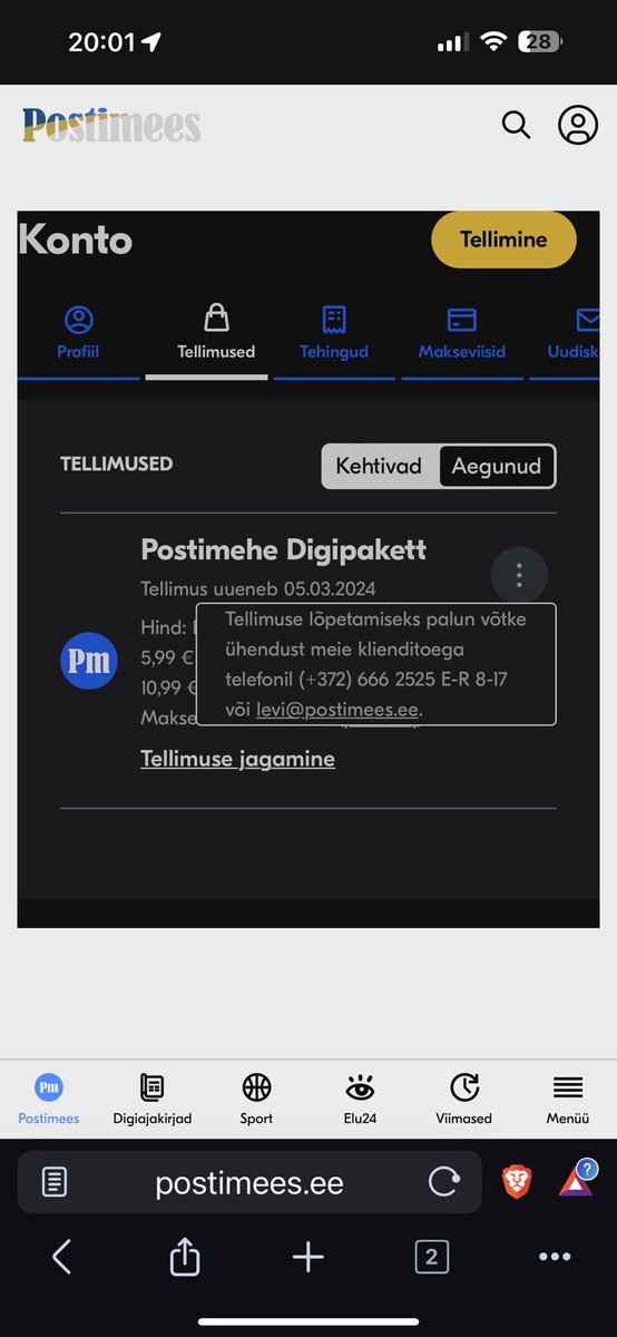 Postimehes oli artikkel, kus mind mainitud. Paluti kirjutada arvamus selle artikli kohta. Kuna ma tellija pole, ja ühte artiklit sealt osta ei saa, tegin uue tellimuse. Maksin 1 euro ära, lugesin artikli läbi ja veendusin jälle, et pask on ikka 💩🤮. Oma arvamusest loobusin.
