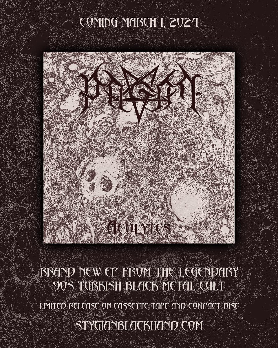 Pagan -Acolytes EP!! March 1st. Cd &amp; cassette!! 
Listen the 1st song Acolytes from Stygian Black Hand bandcamp! 
Hang the banners high!!🤘🏻

stygianblackhand.bandcamp.com/album/acolytes
